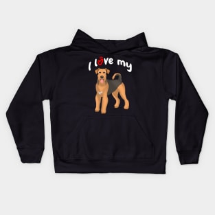 I Love My Airedale Terrier Dog Kids Hoodie